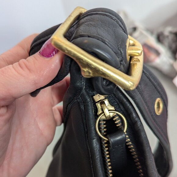 Coach Vintage Black Legacy Zip Shoulder Bag 9966 90's Leather Brass Hardware - Picture 4 of 10